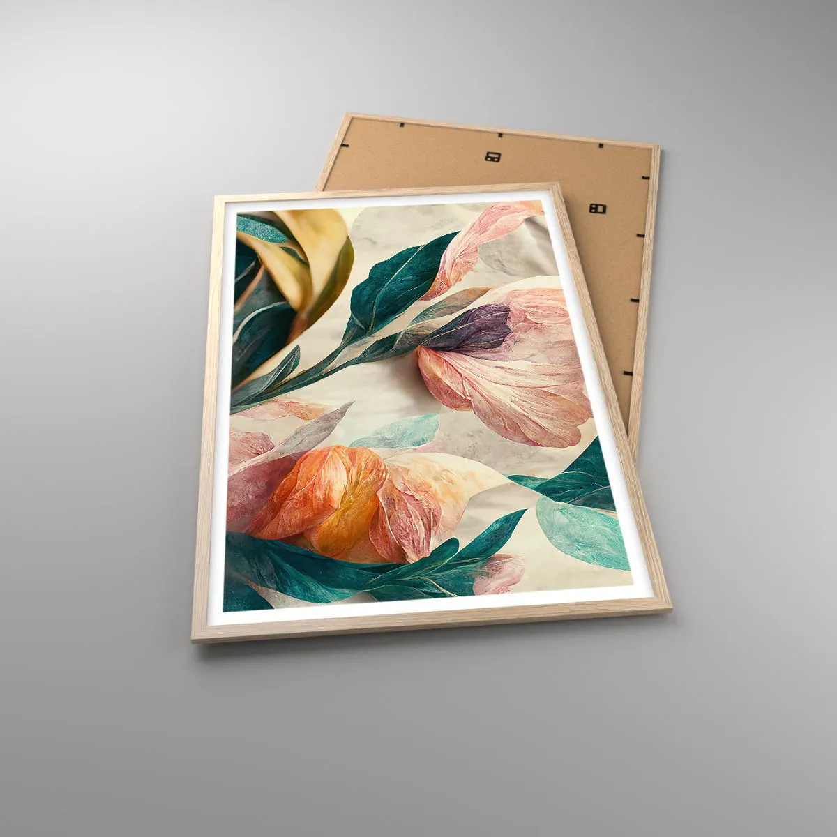 Pôster com moldura de carvalho claro - Flores das ilhas do sul - 61x91 cm