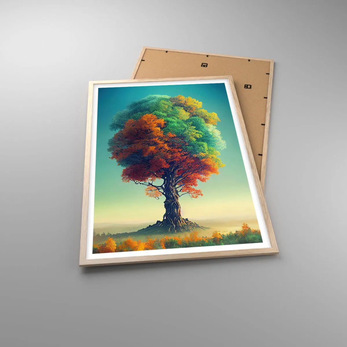 Plakat i ramme af lyst egetræ - Eg - naturens fader - 61x91 cm