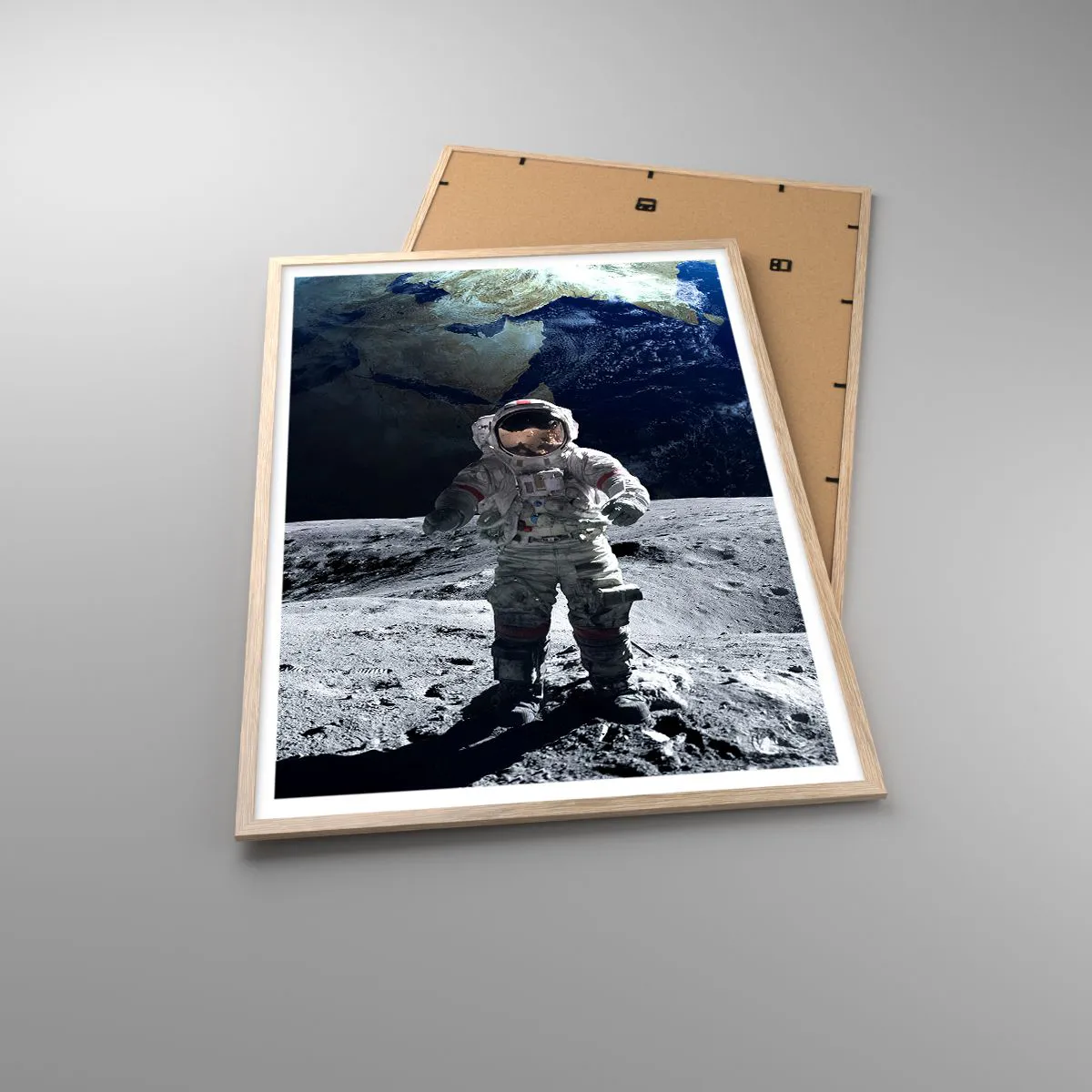 Poster in light oak frame - Greetings from the Moon - 70x100 cm