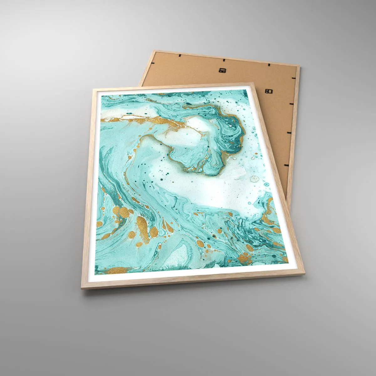 Poster în ramă de stejar deschis - Sub marele val al perioadei Edo - 70x100 cm