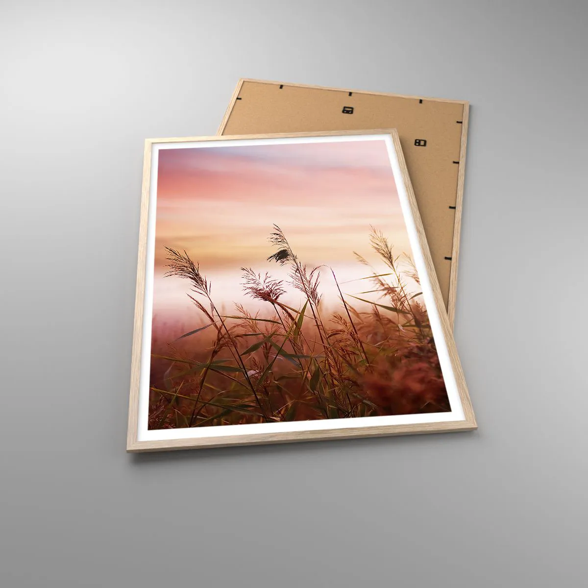 Plakát v rámu světlý dub - Draci, pampelišky a vítr - 70x100 cm