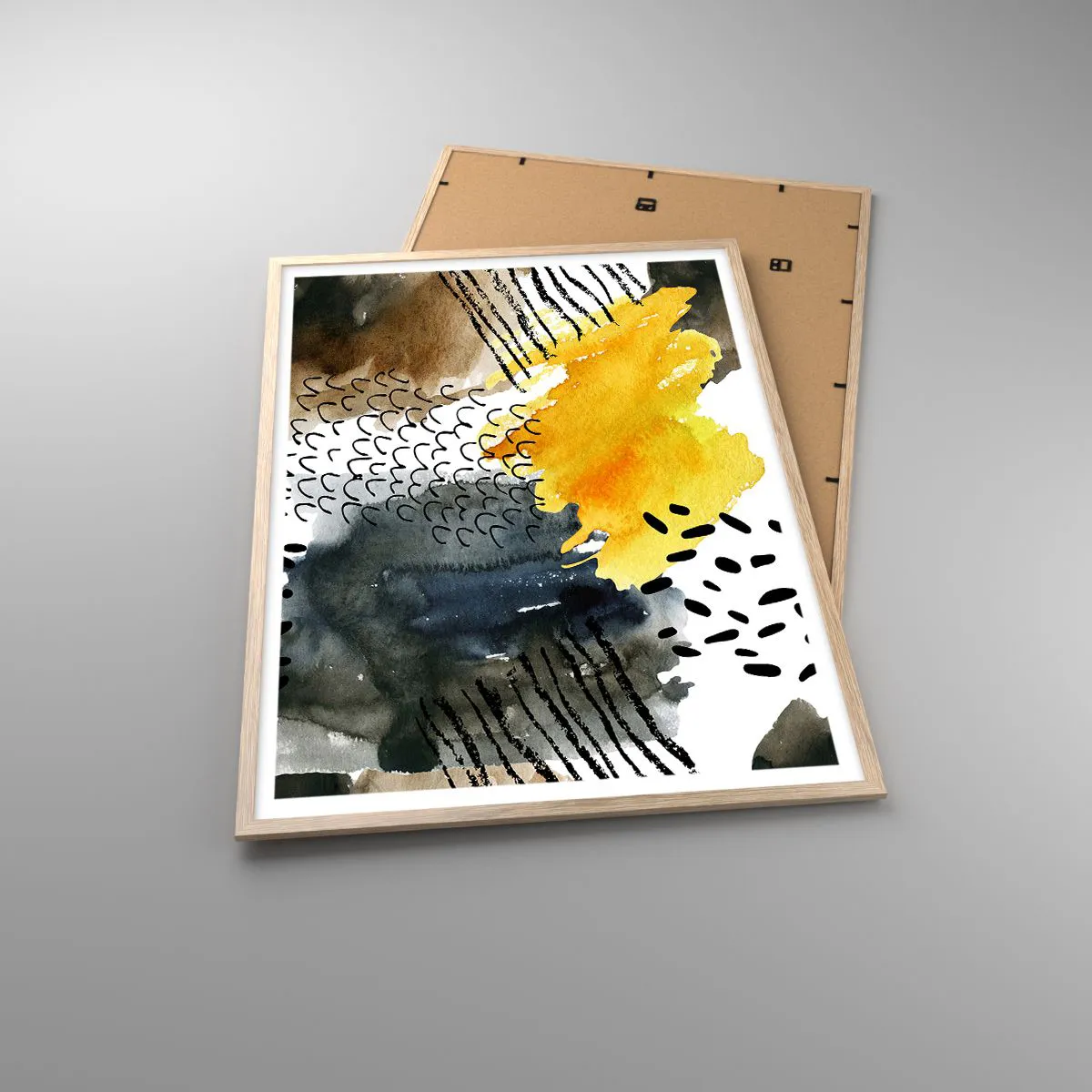 Póster en marco roble claro - Reunión de los elementos - 70x100 cm