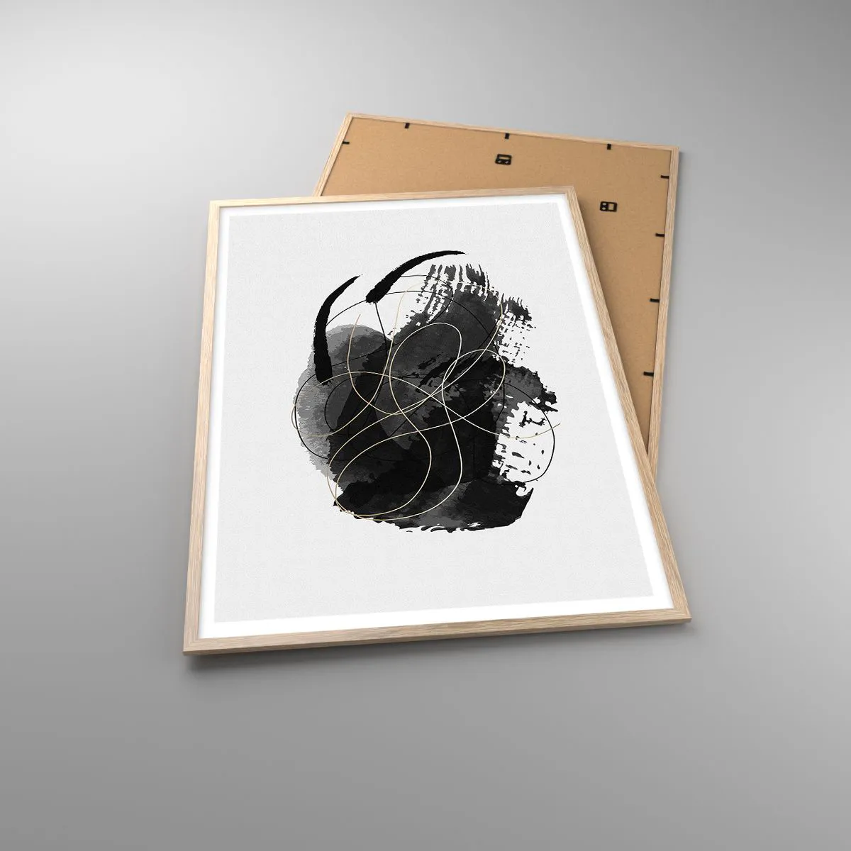 Pôster com moldura de carvalho claro - Emergido do preto - 70x100 cm