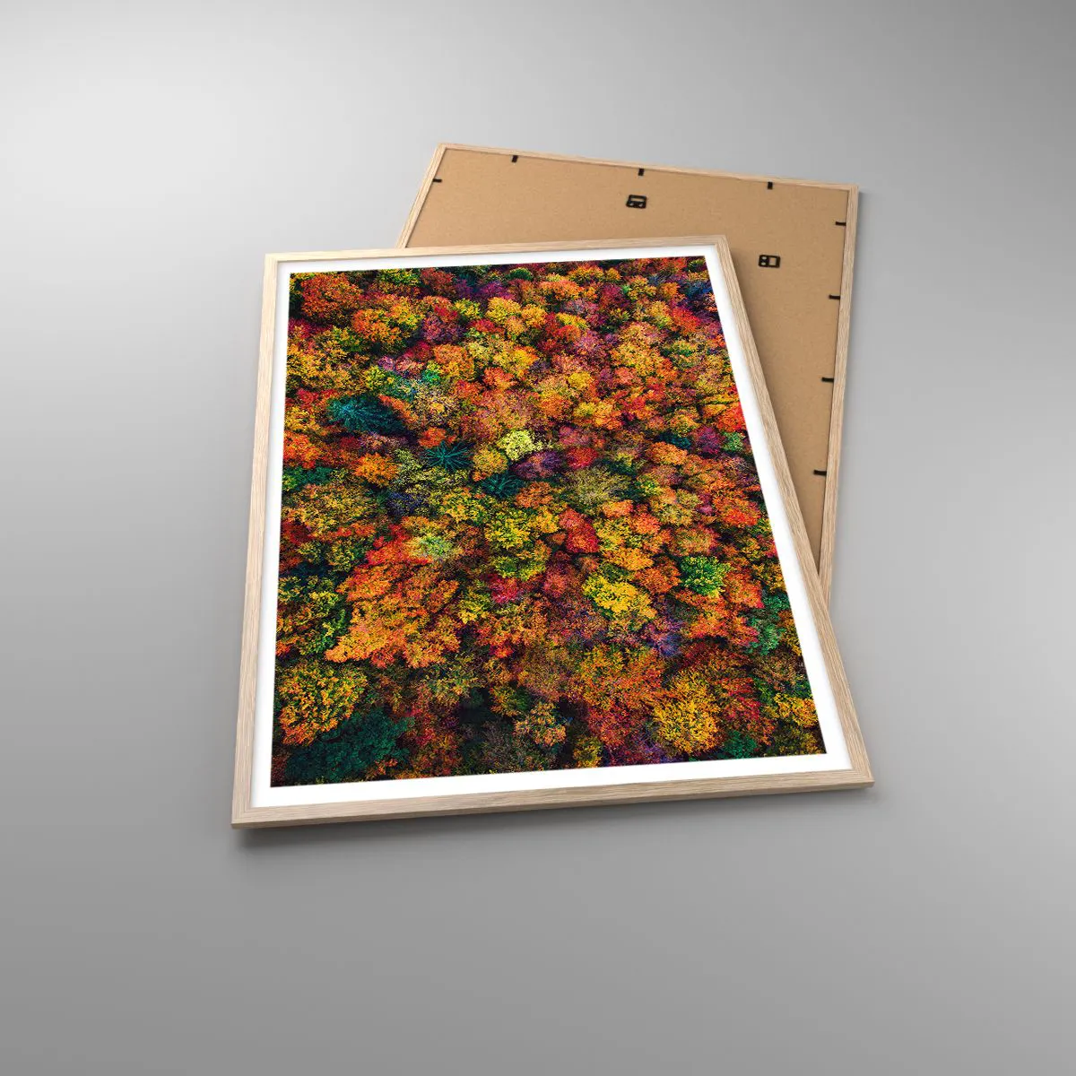 Poster in light oak frame - Bouquet of Autumn Flowers - 70x100 cm