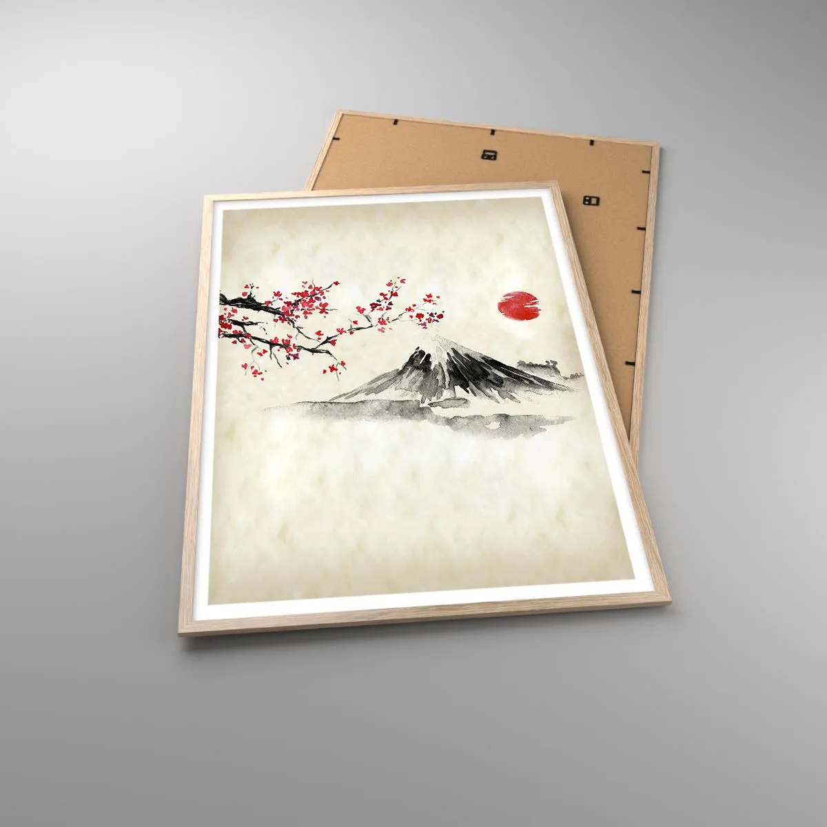 Plakat i ramme af lyst egetræ - Bliv forelsket i Japan - 70x100 cm