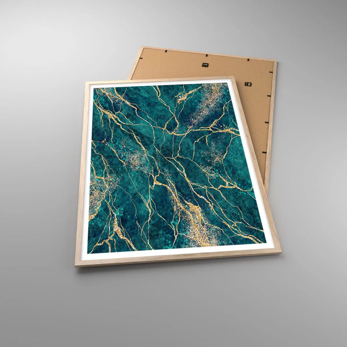 Póster en marco roble claro - Riachuelos de oro - 70x100 cm