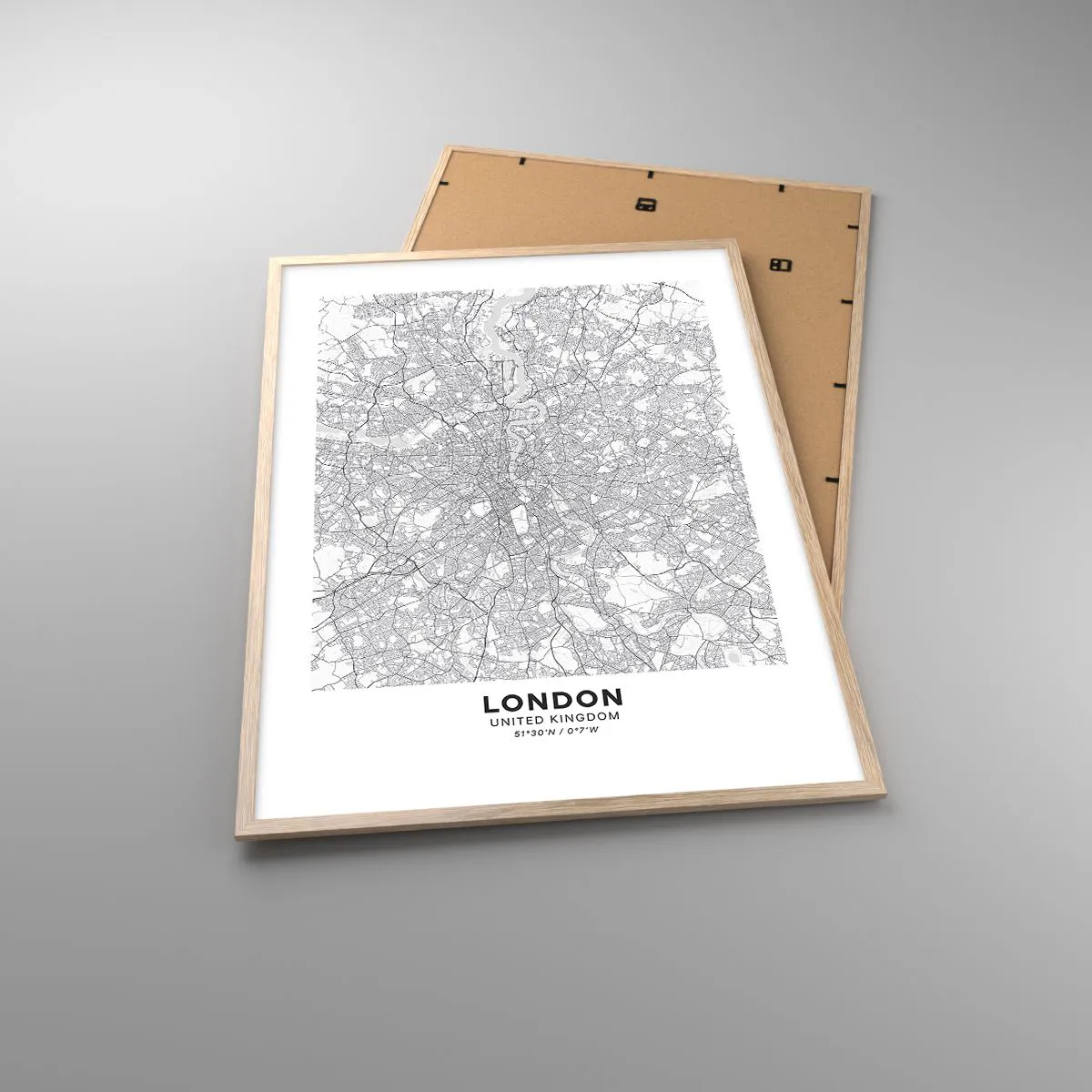 Plagát v ráme zo svetlého duba - Mapa londýnskeho labyrintu - 70x100 cm