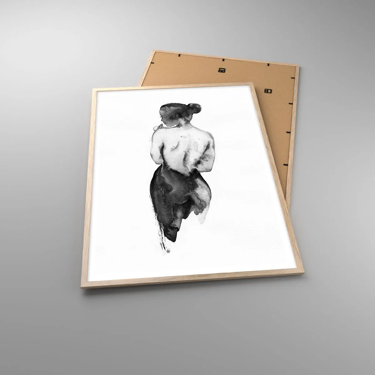 Poster in einem Rahmen aus heller Eiche - Bei ihr verschwindet die Welt - 70x100 cm