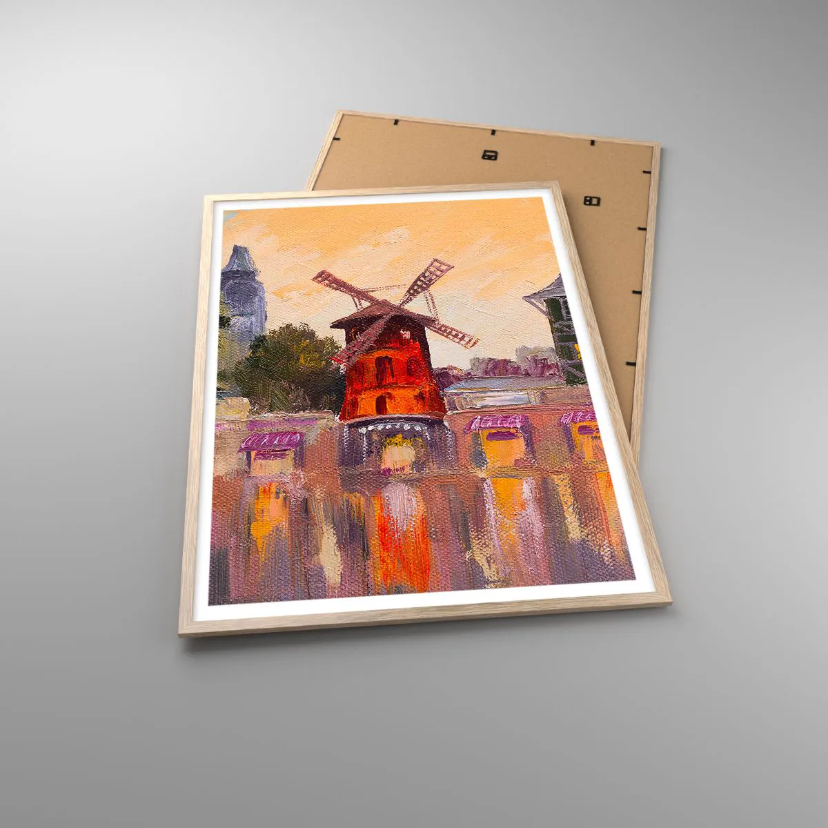 Poster în ramă de stejar deschis - Icoane pariziene - Moulin Rouge - 70x100 cm