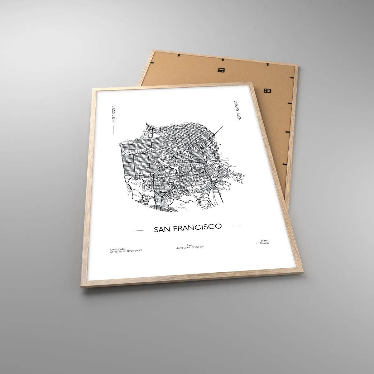 Plakat w ramie jasny dąb - Anatomia San Francisco - 70x100 cm