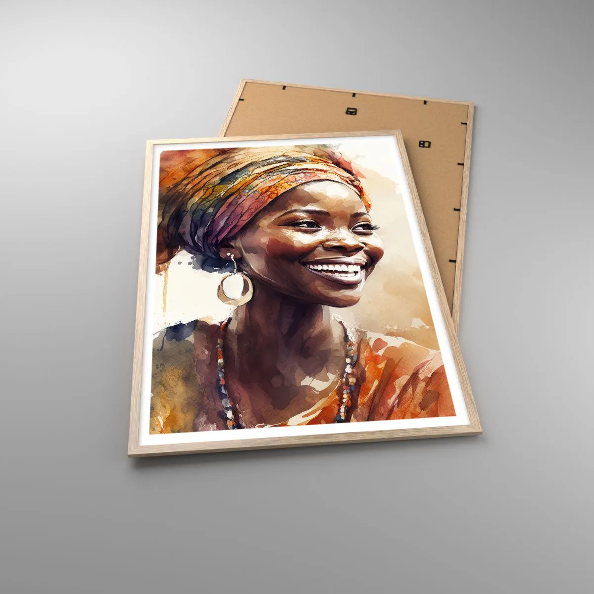 Poster in einem Rahmen aus heller Eiche - Afrikanische Königin - 70x100 cm