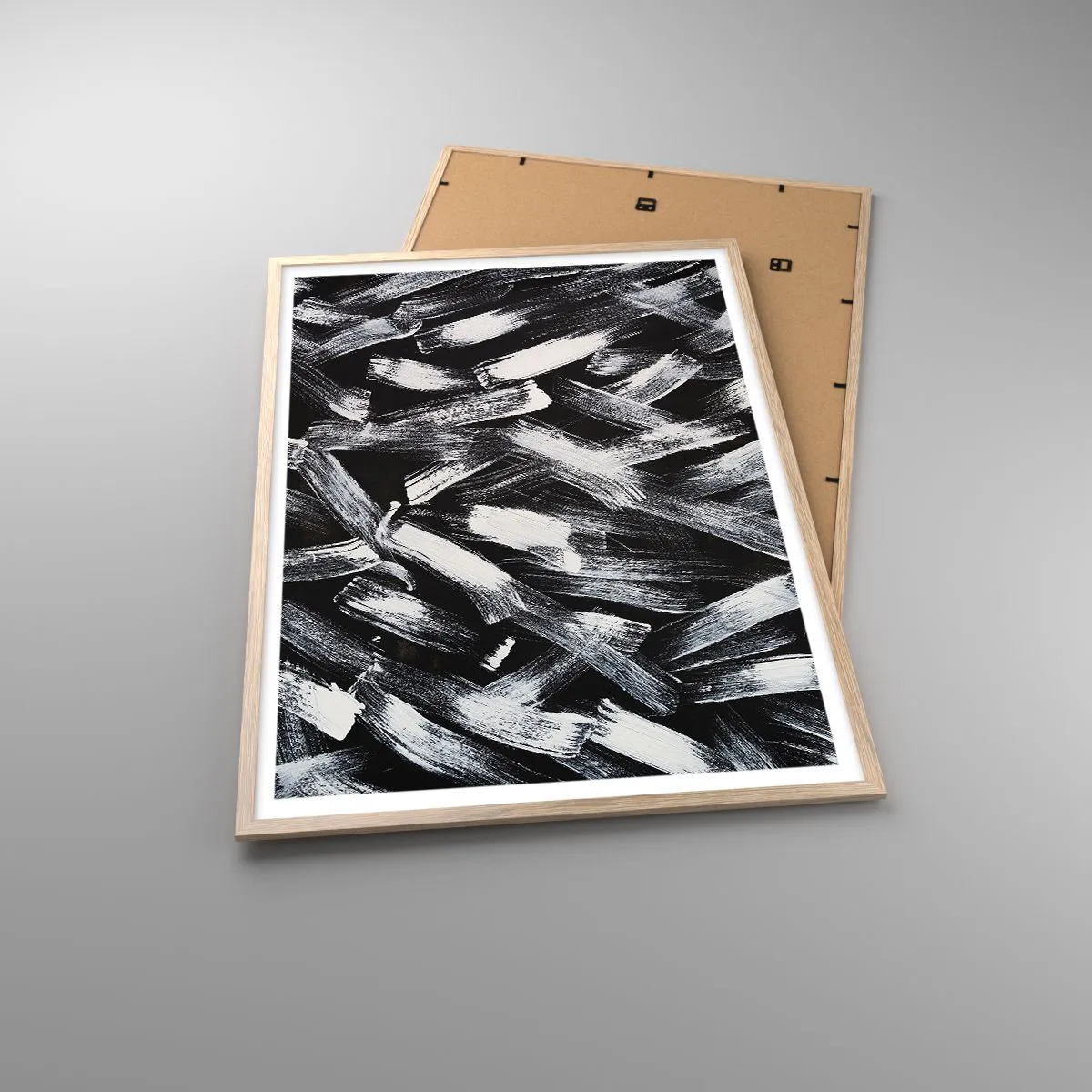 Poster in einem Rahmen aus heller Eiche - Abstraktion im industriellen Geist - 70x100 cm