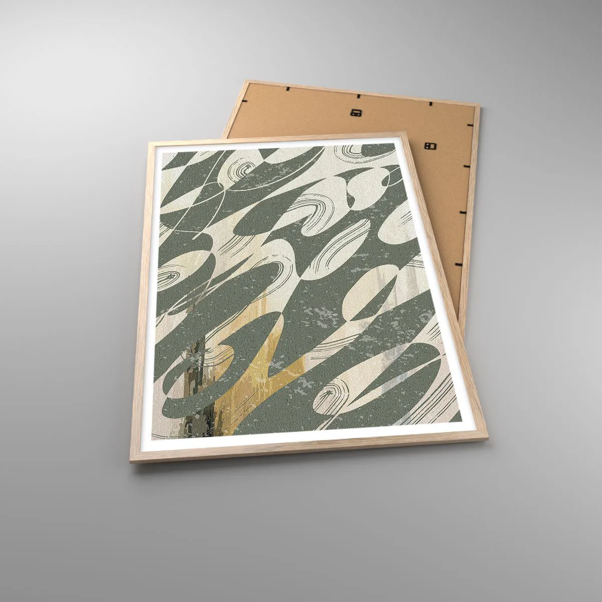 Een poster in een licht eiken lijst - Ritmische abstractie - 70x100 cm