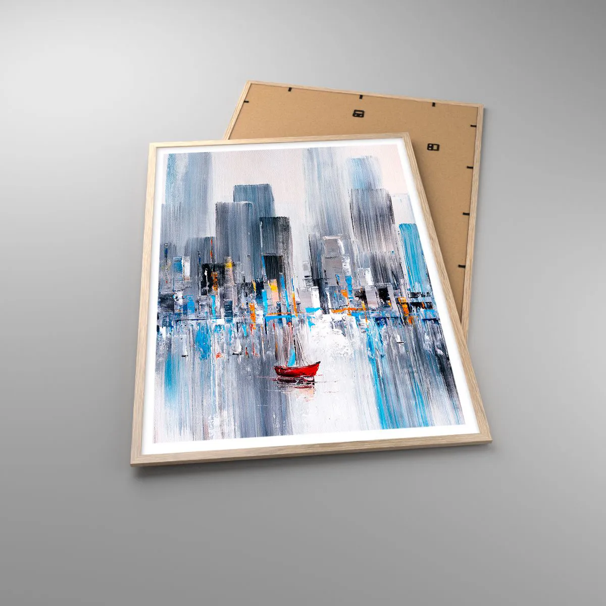 Plakat w ramie jasny dąb - Metropolia nad zatoką - 70x100 cm