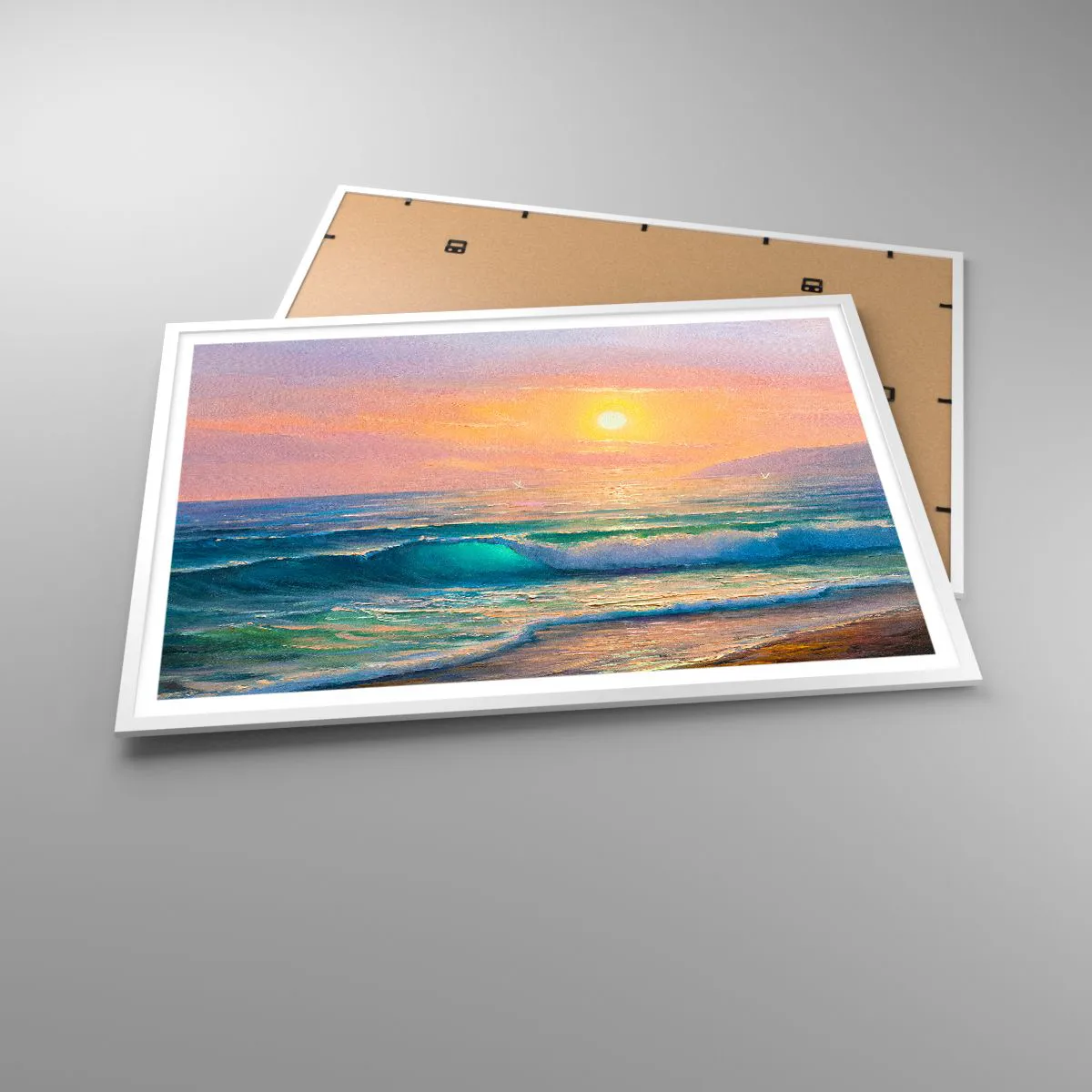 Poster in white frmae - Turquoise Song of the Waves - 100x70 cm