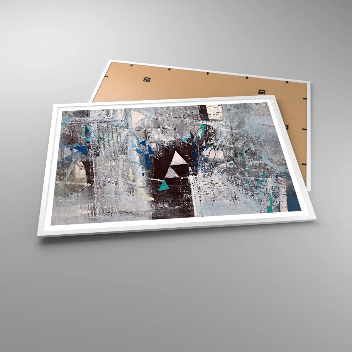 Affiche dans un cadre blanc - Poster - Ordre prioritaire des triangles - 100x70 cm