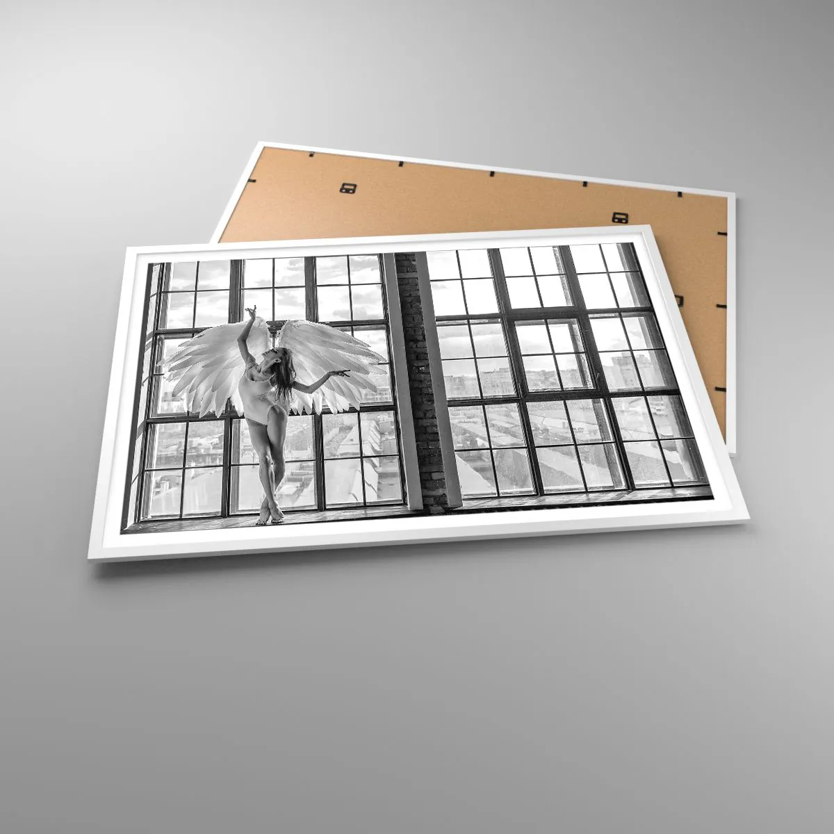 Poster în ramă albă - Orașul îngerilor dansatori? - 100x70 cm