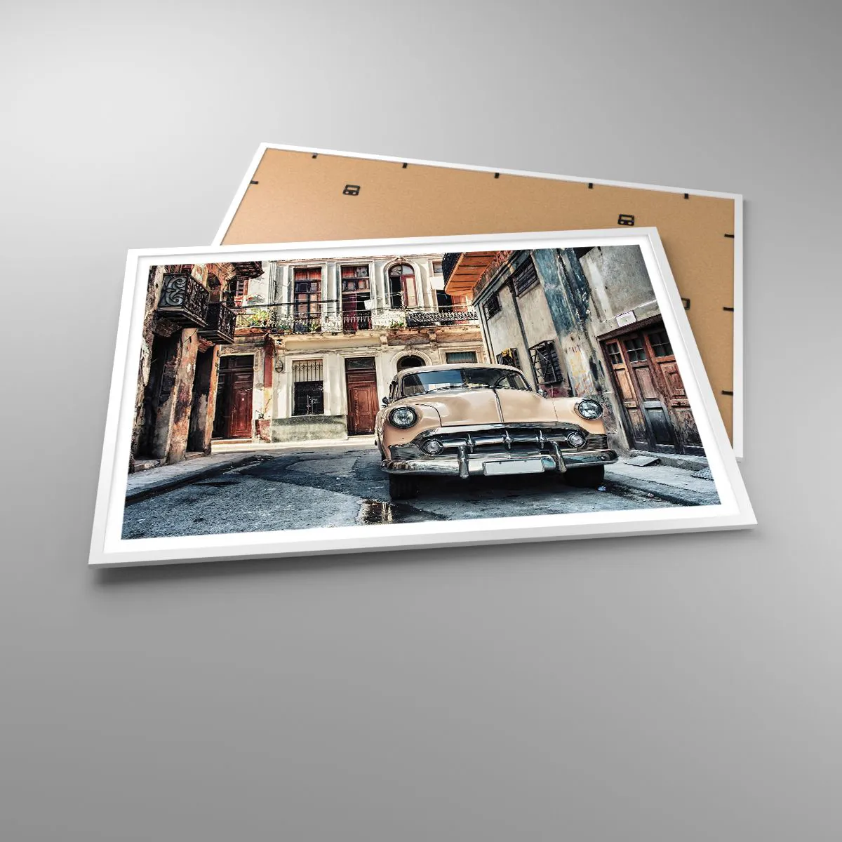 Affiche dans un cadre blanc - Poster - Sieste à La Havane - 100x70 cm