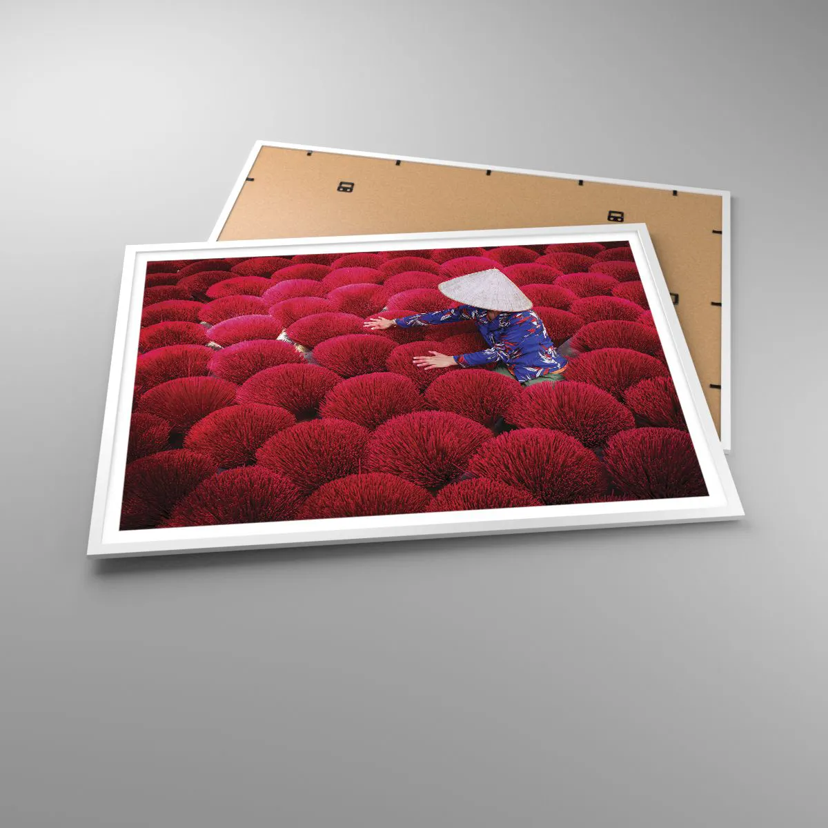 Poster în ramă albă - Într-un câmp de orez - 100x70 cm