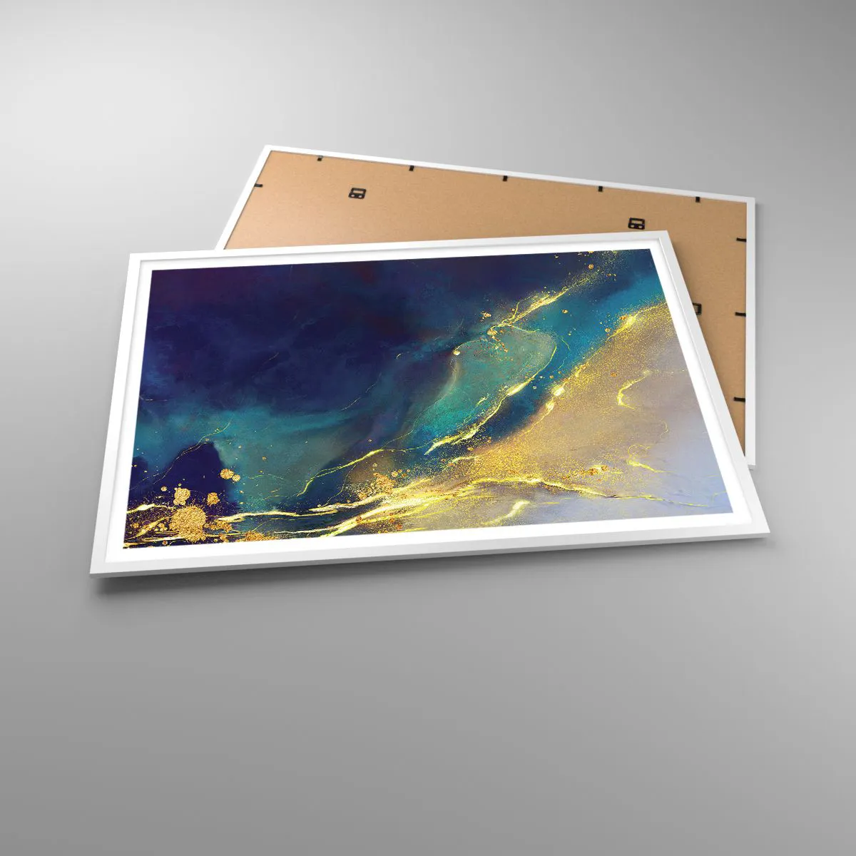 Poster in einem weißen Rahmen - Der goldene Teich - 100x70 cm