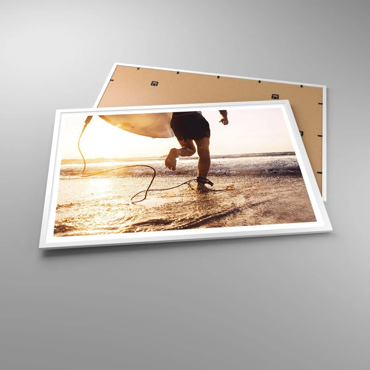 Affiche dans un cadre blanc - Poster - A la rencontre des vagues - 100x70 cm