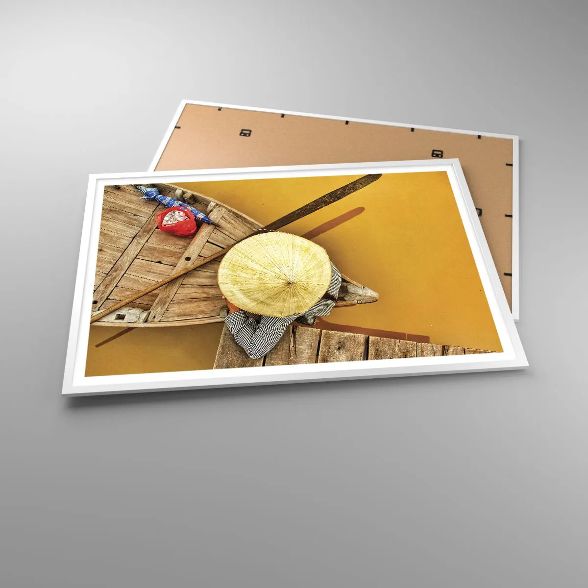 Affiche dans un cadre blanc - Poster - La vie sur le fleuve Jaune - 100x70 cm