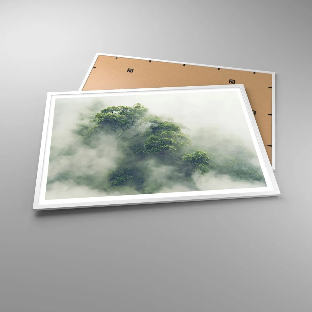 Affiche dans un cadre blanc - Poster - Enveloppé de brouillard - 100x70 cm