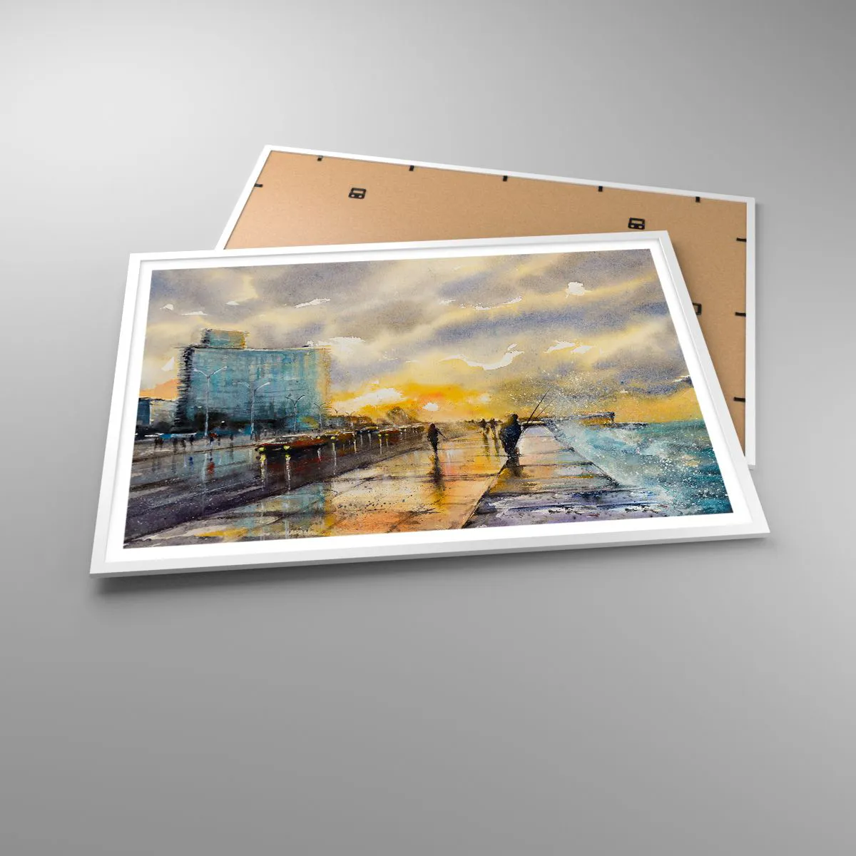 Poster în ramă albă - Viața pe țărm - 100x70 cm