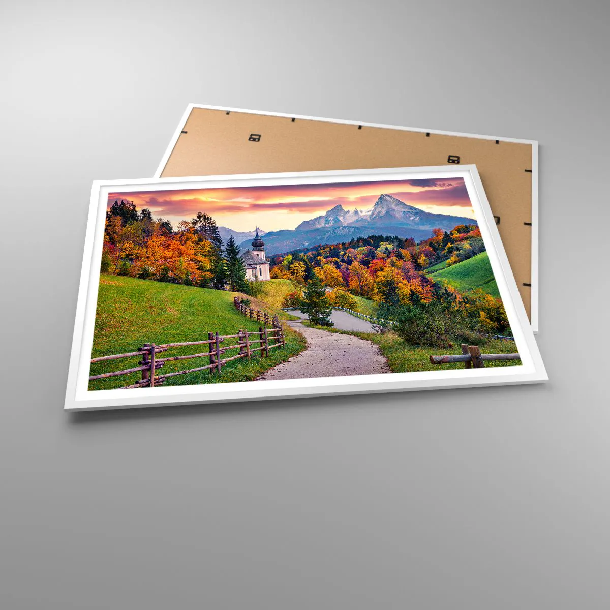 Affiche dans un cadre blanc - Poster - Paysage comme peind - 100x70 cm