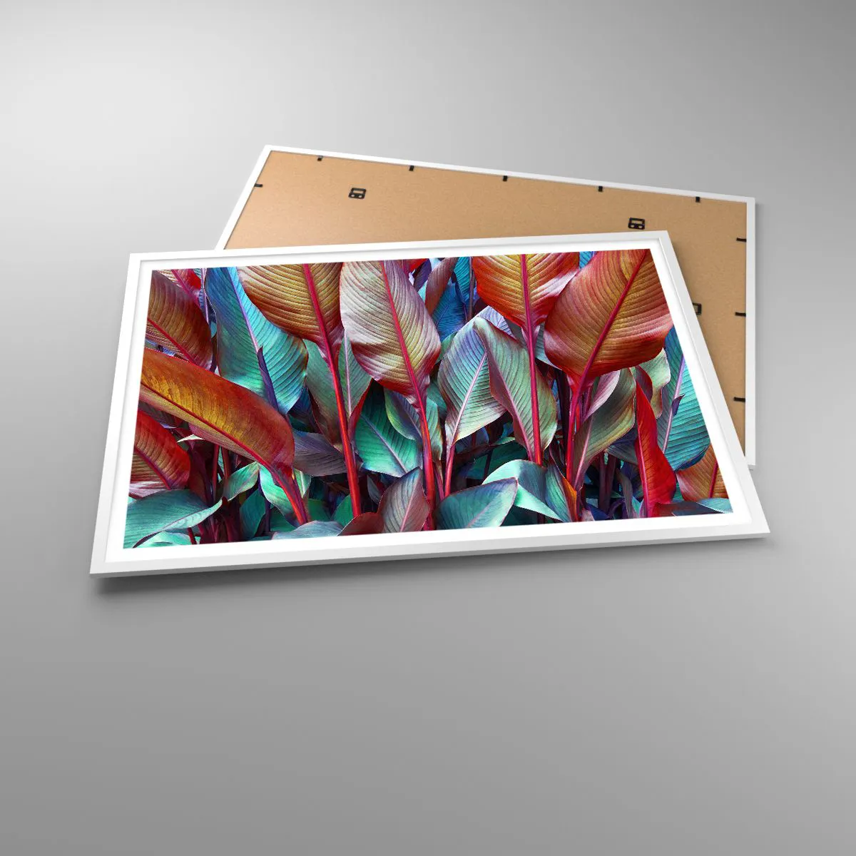 Plakat w białej ramie - Kolorowy gąszcz - 100x70 cm