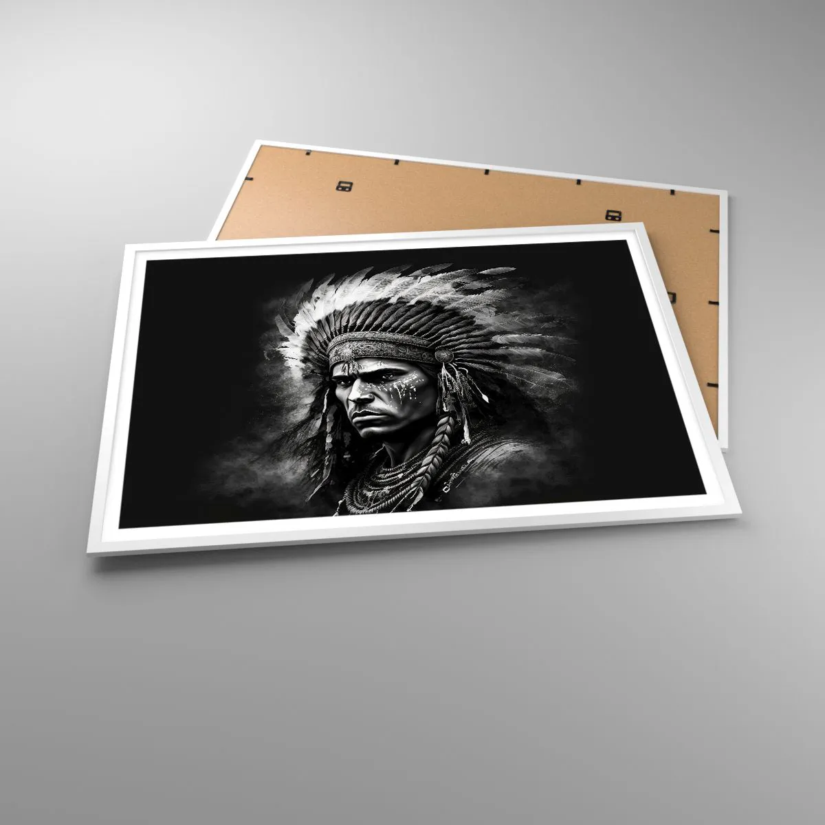 Affiche dans un cadre blanc - Poster - Un leader et un guerrier - 100x70 cm