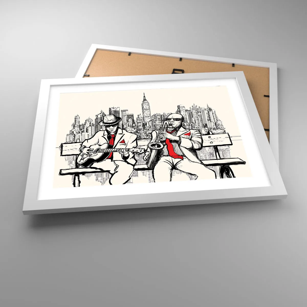 Affiche dans un cadre blanc - Poster - improvisation new-yorkaise - 40x30 cm