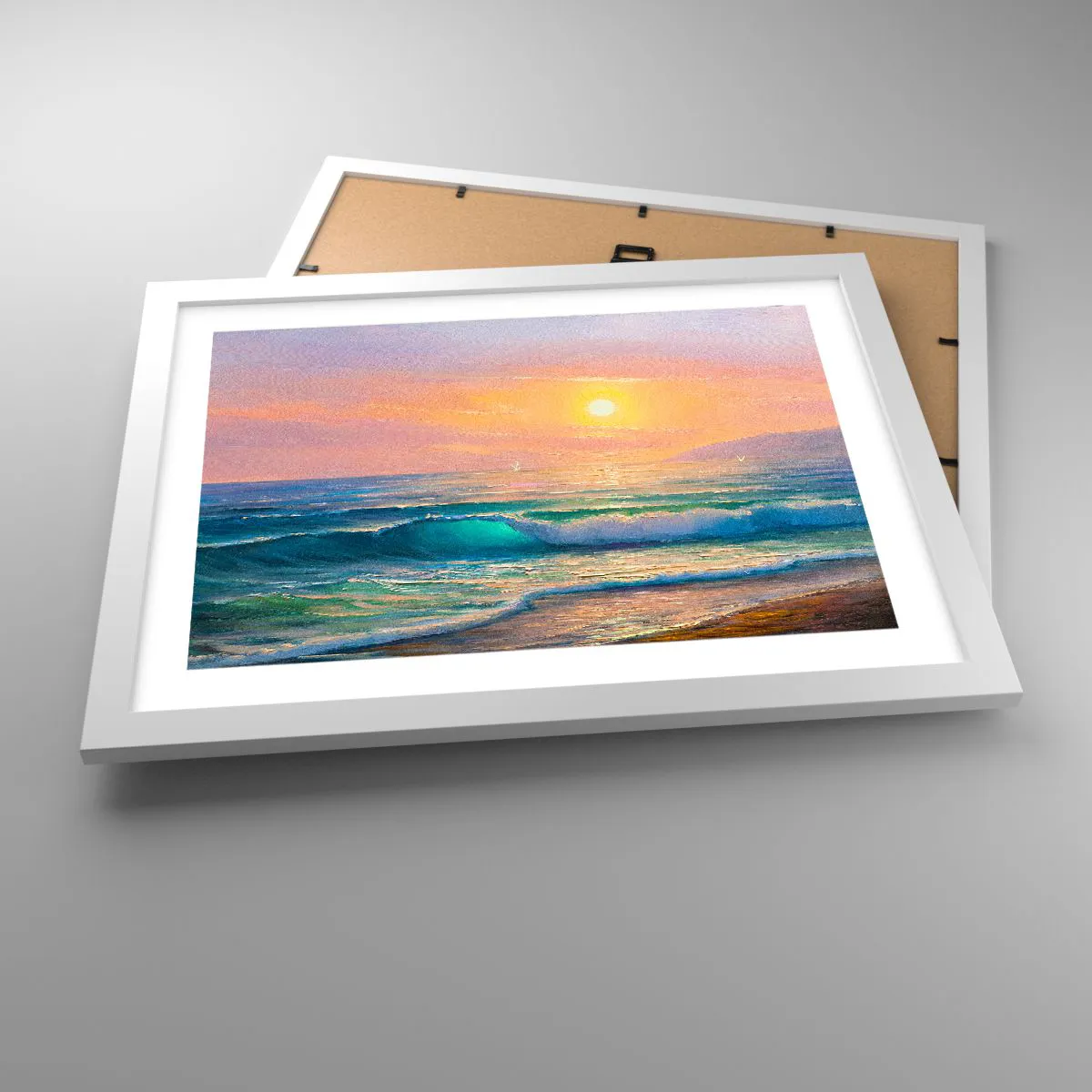 Pôster em moldura branca - O canto turquesa das ondas - 40x30 cm