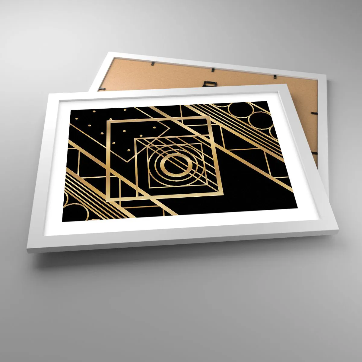 Poster in einem weißen Rahmen - Goldene Geometrie - 40x30 cm