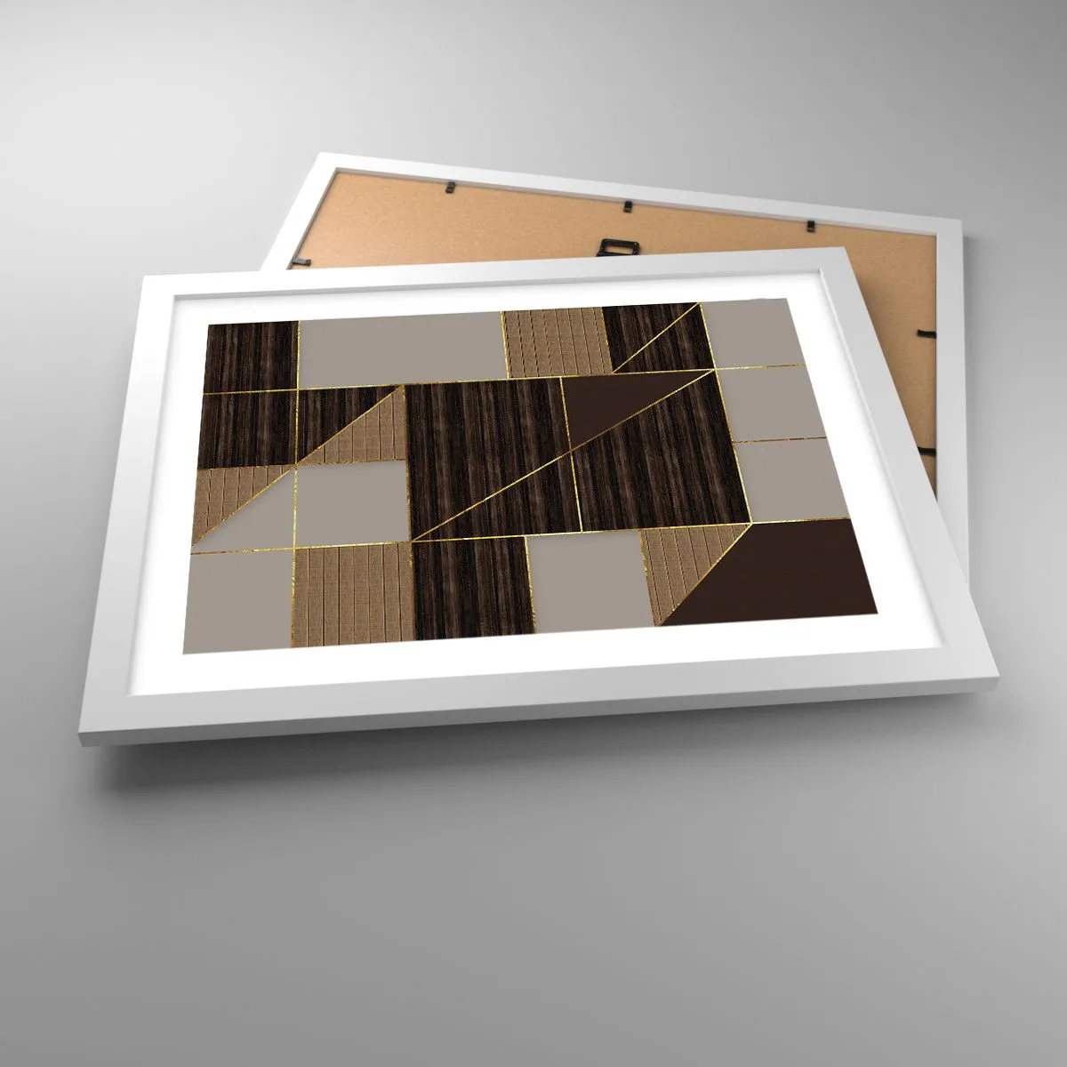 Póster en marco blanco - Un mosaico de marrones y dorados - 40x30 cm