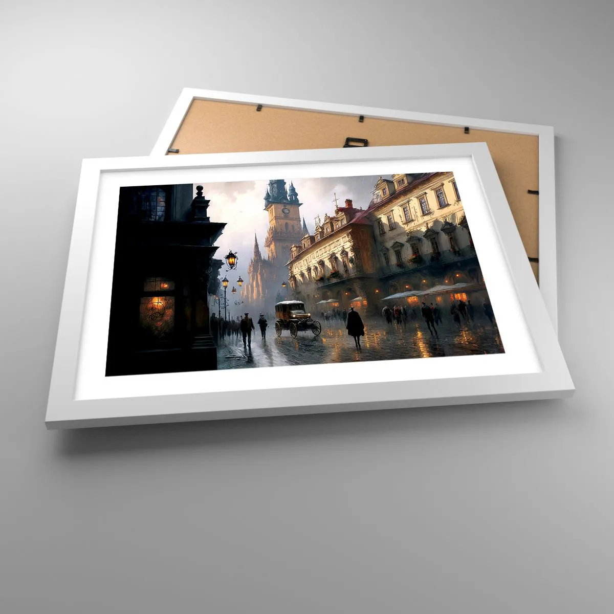 Affiche dans un cadre blanc - Poster - Le charme d'une soirée pragoise - 40x30 cm