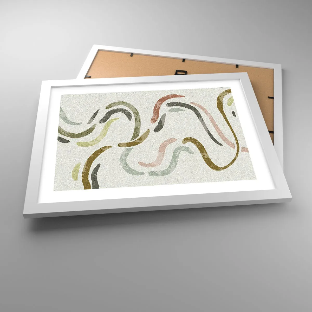 Poster in een witte lijst - Een vrolijke dans van abstractie - 40x30 cm
