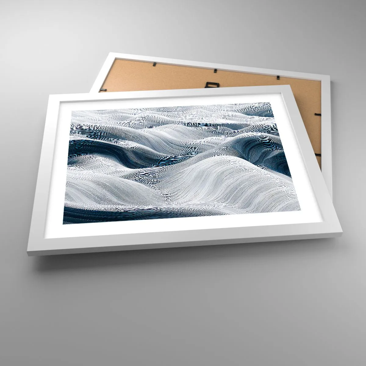 Poster in einem weißen Rahmen - Weiße und blaue Wellen - 40x30 cm