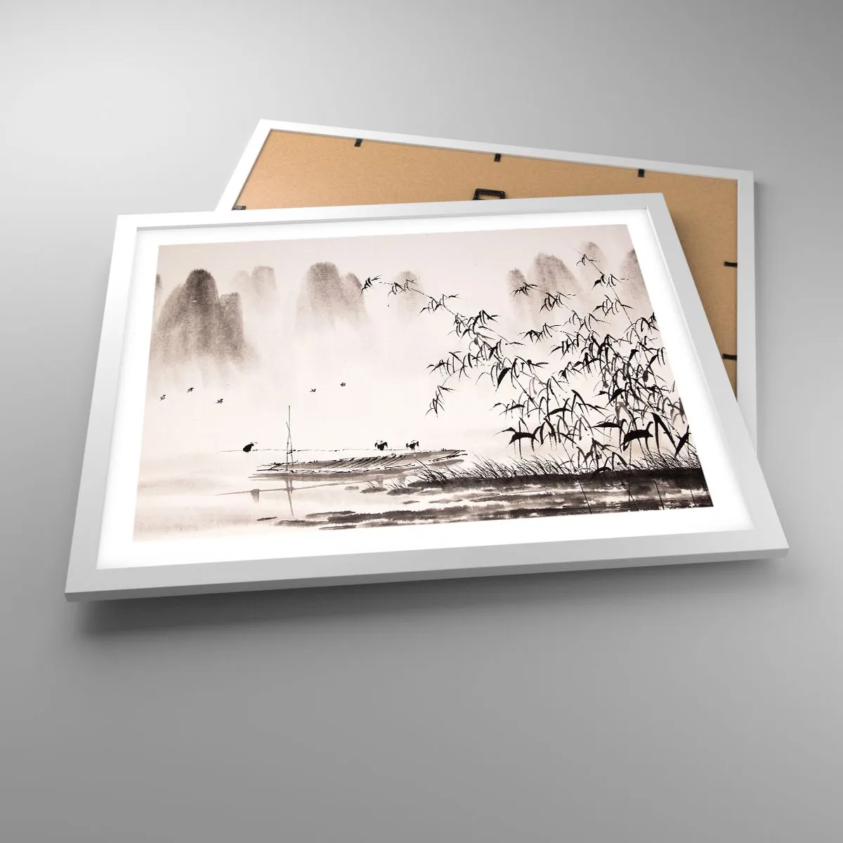 Plakat w białej ramie - Cisza ryżowych pól - 50x40 cm