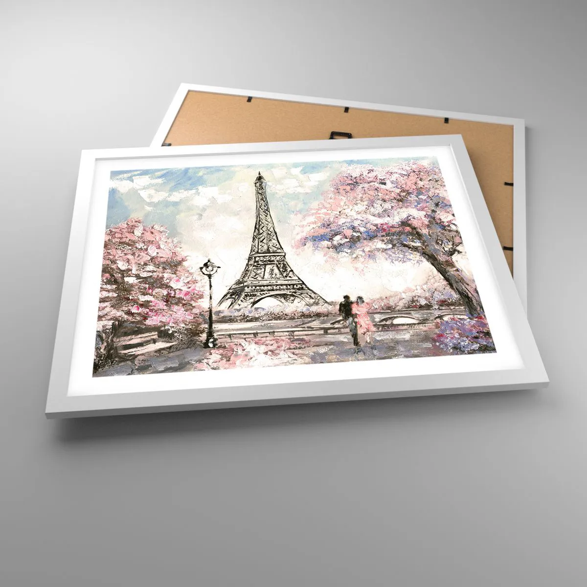 Affiche dans un cadre blanc - Poster - Balade d'avril à Paris - 50x40 cm