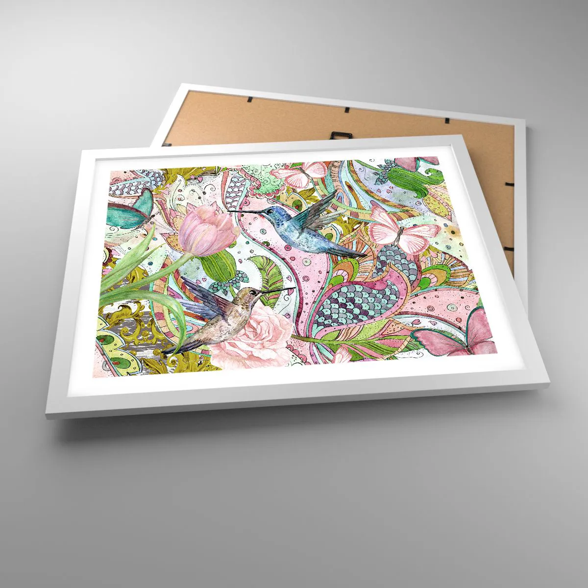 Poster in einem weißen Rahmen - Verstrickt in Weinreben - 50x40 cm