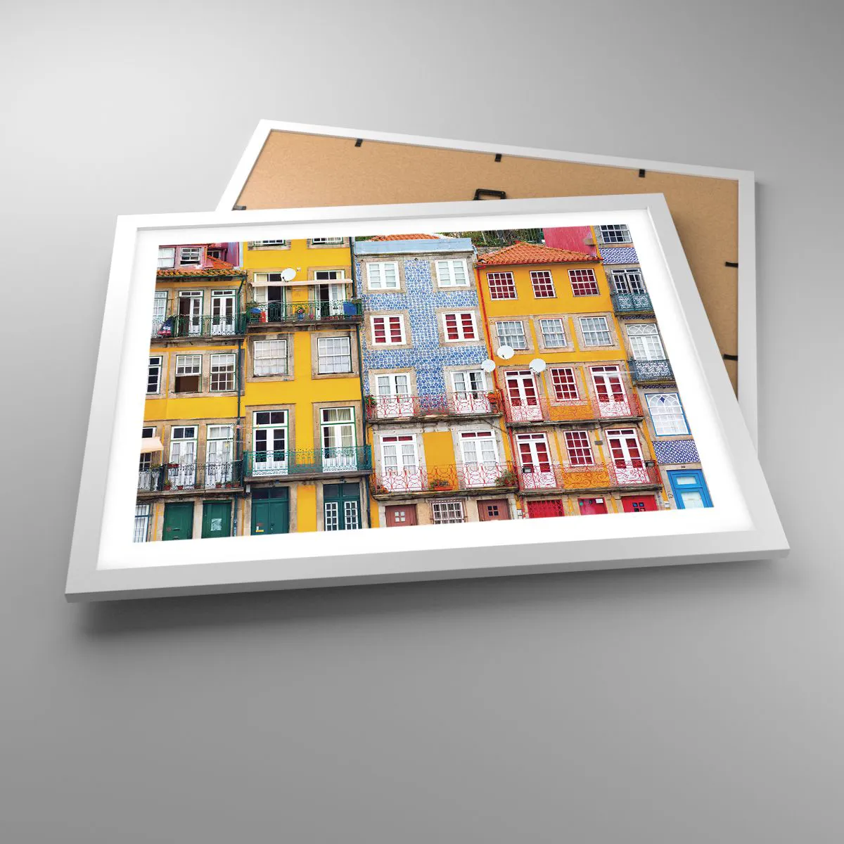 Plakat w białej ramie - Barwy starego miasta - 50x40 cm