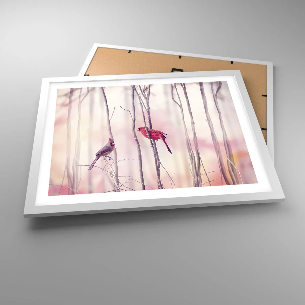 Affiche dans un cadre blanc - Poster - Conte de la forêt rose - 50x40 cm