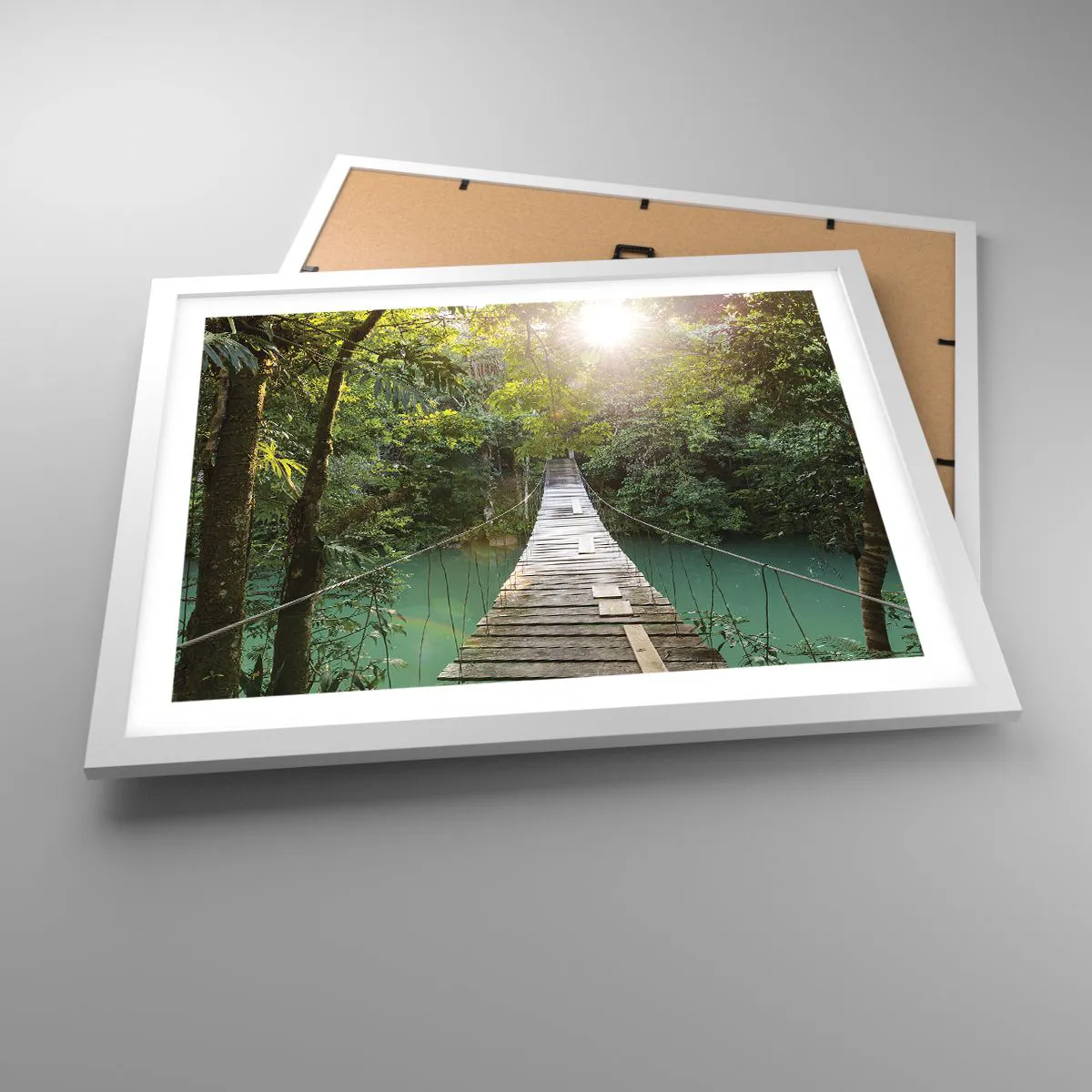 Plakat w białej ramie - Nad lazurową wodą do lazurowego lasu - 50x40 cm