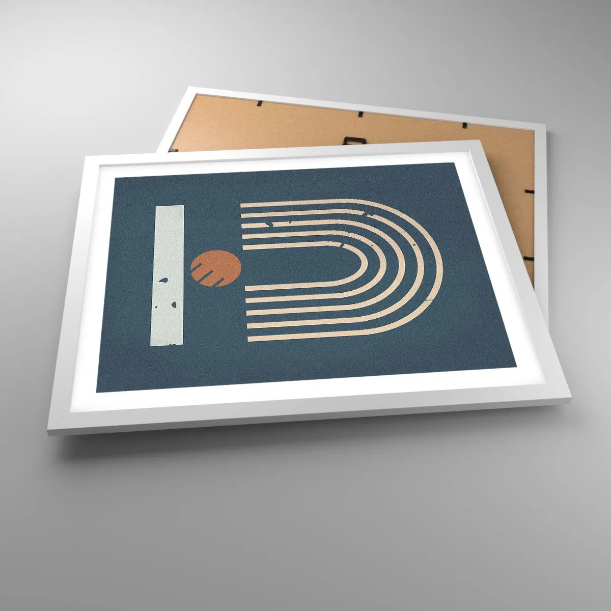 Plakát v bílém rámu - Geometrie v námořnické modři - 50x40 cm