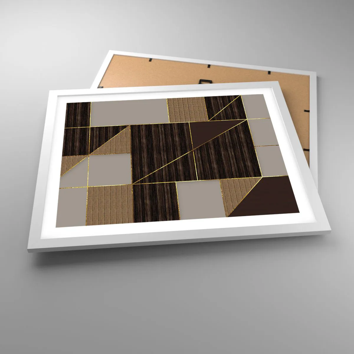 Poster in white frmae - Mosaic of Brown and Gold - 50x40 cm