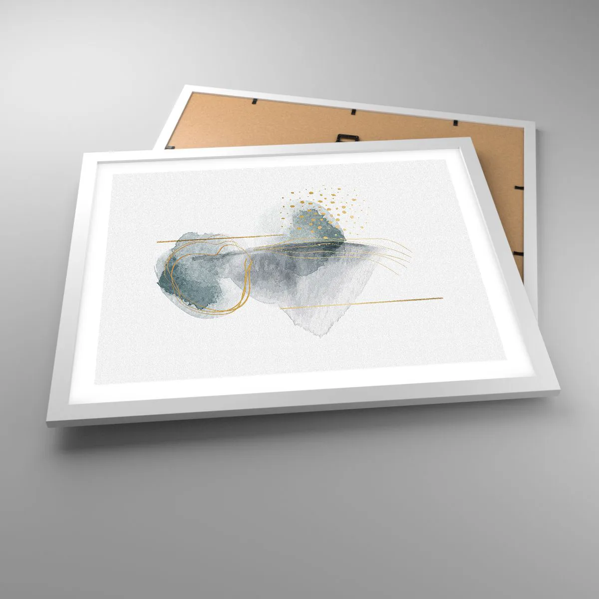 Poster in een witte lijst - Over de relatie tussen grijs en goud - 50x40 cm