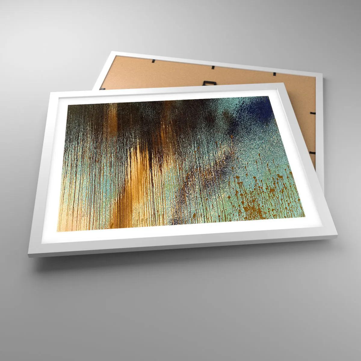 Poster in een witte lijst - Een niet toevallig kleurrijke compositie - 50x40 cm