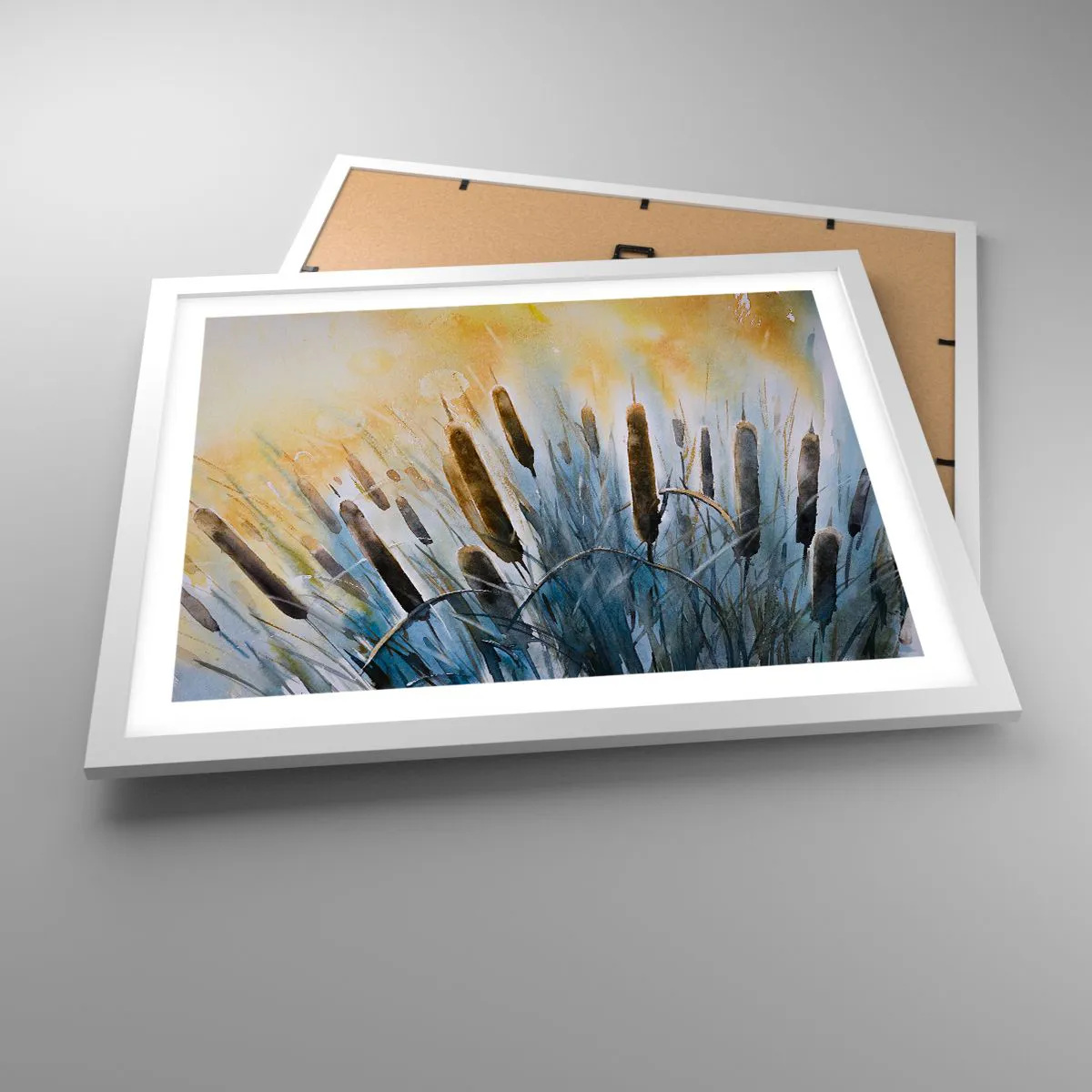 Plakat i hvid ramme - Vandets kulde, solens varme - 50x40 cm