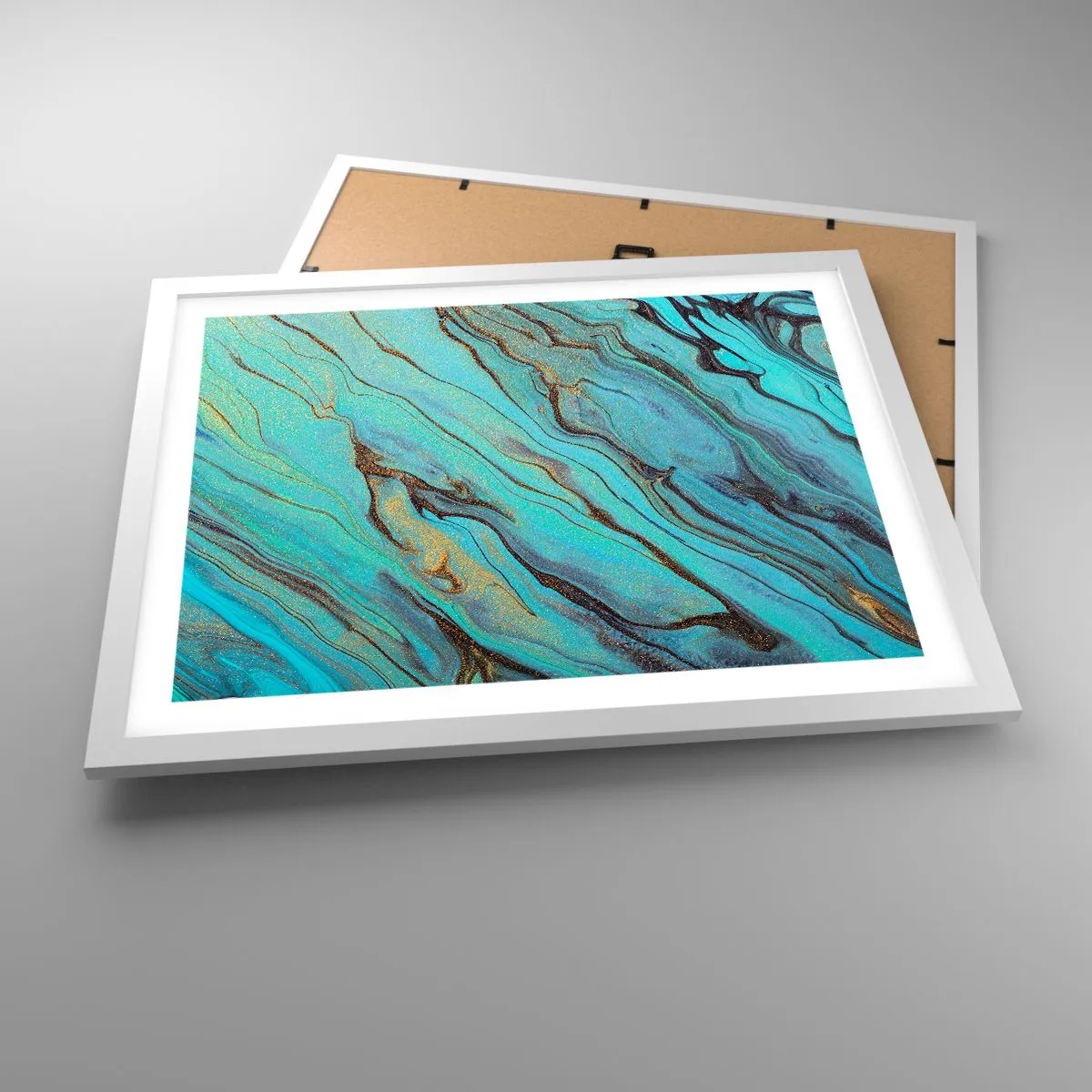 Plakat w białej ramie - Turkusowy przypływ - 50x40 cm